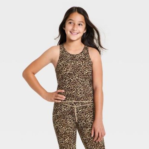 Girls' Strappy Cropped Tank Top - All In Motion™ Leopard M