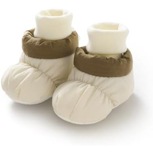 YIXPOH Baby Winter Booties, Cotton Fleece-Lined Soft-Soled Non-Slip Walking Shoes for 0-12 Months Infants, Thickened Warm Boots (Beige, 0-6 Months, Infant, 0 Months, Age Range, US Footwear Size System, 6 Months, Medium)