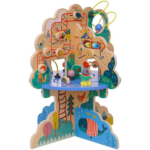 Manhattan Toy Playground Adventure Wooden Toddler Activity Center with Gliders, Abacus Track, Spinners, Spring Toys and Bead Runs
