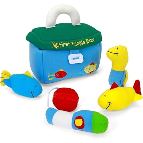 Baby GUND Play Soft Collection, My First Tackle Box 5-Piece Plush Playset with Rattle, Squeaker and Crinkle Plush Toys, Sensory Toy for Babies and Newborns, 8”