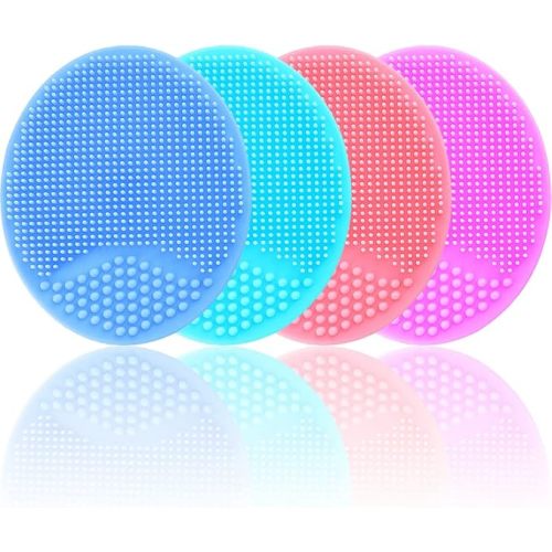 MR LION Baby Cradle Cap Brush, Baby Bath Brush, Silicone Massage Brush, Silicone Scrubbers Exfoliator Brush, Baby Brush for Cradle Cap and Dry Skin (Green & Blue & Pink & Purple)