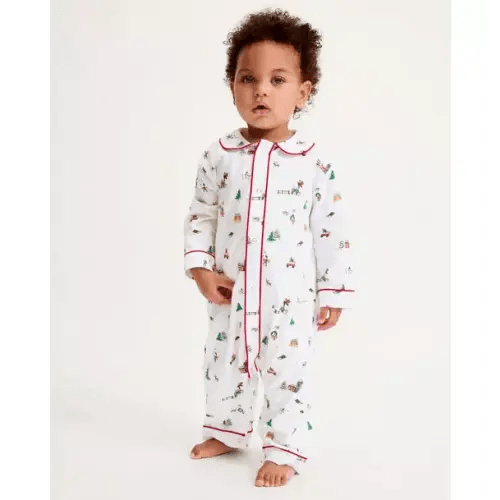 Brands We Love Baby's Twill Cambridge Romper in Holiday Town by Janie and Jack