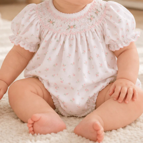 Baby Girl Classic Bishop Smocked Bubble - Pima Cotton Juliette – Magnolia Baby