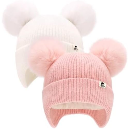FURTALK Baby Toddler Winter Hat Pom Pom Beanie Girls Boys with Fleece Lined Kids Warm Cap