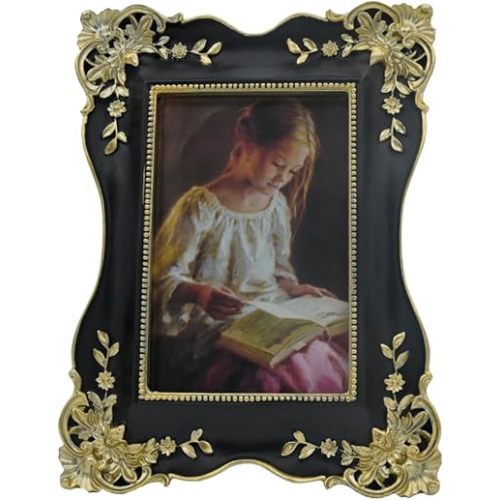 Kaolituis Vintage Picture Frame 4x6 with Gold Trim Antique Tabletop Wall Hanging Photo Frame with Glass Front for Home Decor,Gift Ideas (Black)