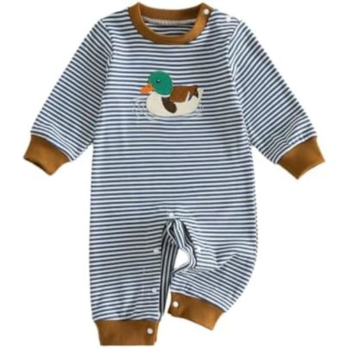 Newborn Baby Boy Knit Romper Truck Jumpsuit Striped Waffle Warm Clothes One Piece Fall Winter Outfits