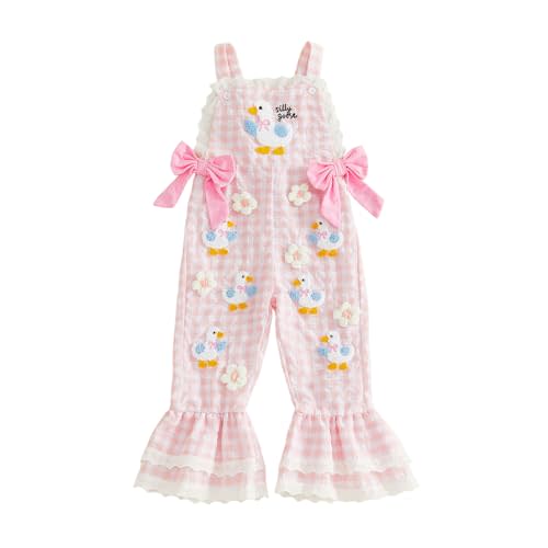 Adobabirl Toddler Baby Girl Overalls Santa Embroidery Sleeveless Strap Bell Bottom Romper Jumpsuit Flare Pants Cute Clothes