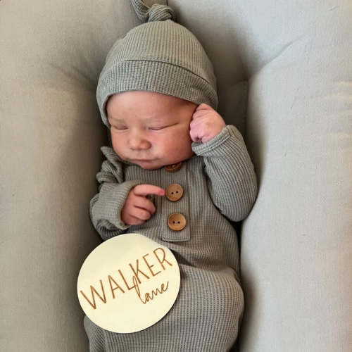 Eucalyptus Bamboo Waffle Newborn Baby Knot Gown & Hat Set