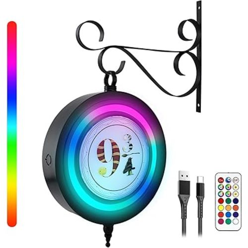 LED Wall Light, Remote Control Hanging Wall Lamp, Platform 9 3/4 Sign, Wall Decor, Halloween & Christmas Decor