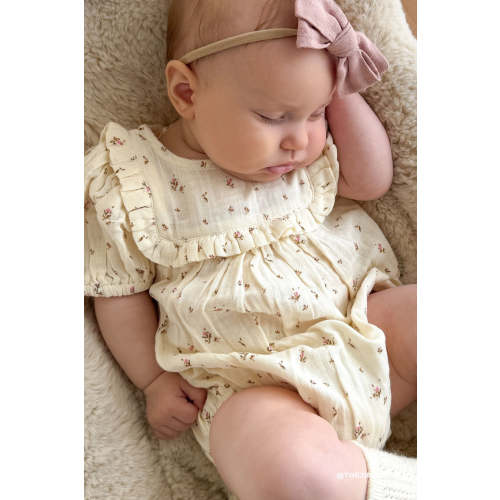 Organic Cotton Muslin Odette Playsuit - Dina Antique – Jamie Kay USA