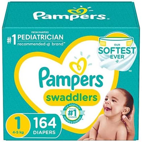 Diapers Newborn/Size 1 (8-14 lb), 164 Count - Pampers Swaddlers Disposable Baby Diapers, Enormous Pack (Packaging May Vary)