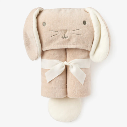Taupe Bunny Hooded Baby Bath Wrap – Elegant Baby