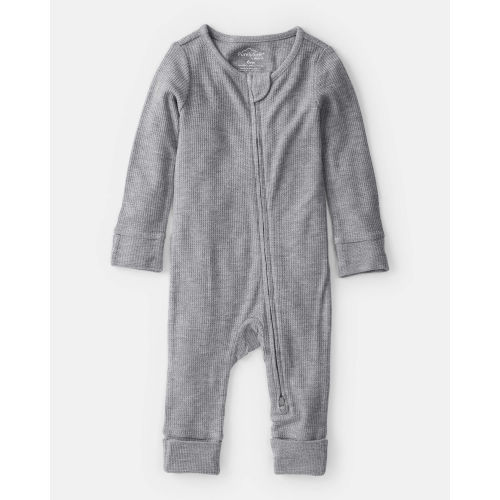 Baby Boy Solid PurelySoft Long-Sleeve 2-Way Zip Sleep & Play Pajamas - Grey