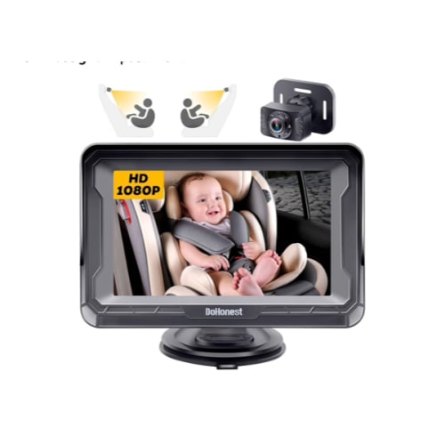 DoHonest Baby Car Camera HD 1080P - Rear-Facing Car Baby Monitor with Night Vision, Adjustable View Angle, Easy Setup, Anti-Glare Display, Safety for Kids & Infants