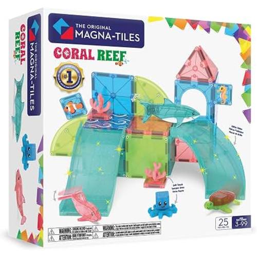 Amazon.com: MAGNA-TILES Coral Reef 25-Piece Magnetic Construction Set, The Original Magnetic Building Brand