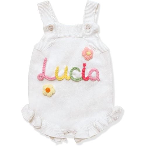 Personalized Baby Romper,Infant Rompers Girl,Custom Knitted Toddler Girl Onesie,White Newborn Bodysuit,Personalized Baby Gifts,Newborn Gift for Birthday