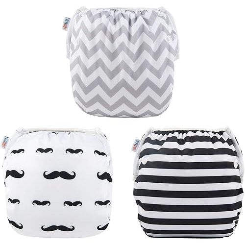 Alva Baby Swim Diapers 3pcs Reuseable Washable & Adjustable for Swimming Lesson & Baby Shower Gifts 0-2 Years Baby Boy Girl3SWY01