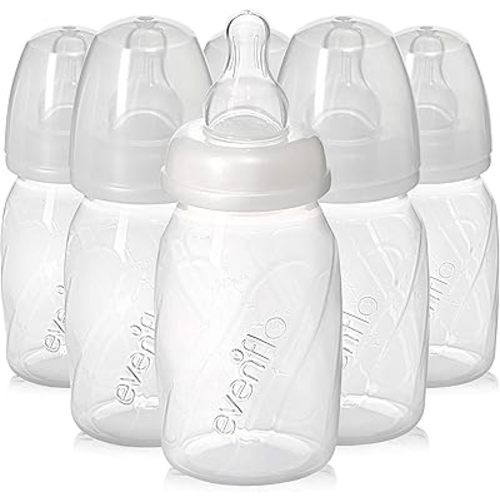 Evenflo Feeding Premium Proflo Vented Plus Polypropylene Baby, Newborn and Infant Bottles - Helps Reduce Colic - Clear, 4 Ounce (Pack of 6)