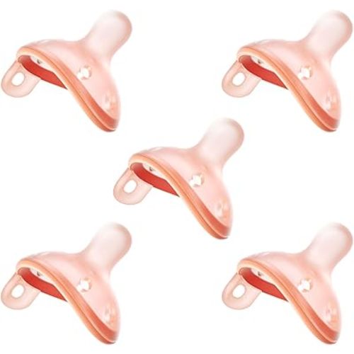 Baby Pacifiers 0-6 Month, Breast Like Shape Soft Silicone Newborn Pacifiers 0-3 Months with Large Air Holes, BPA-Free, 5pcs