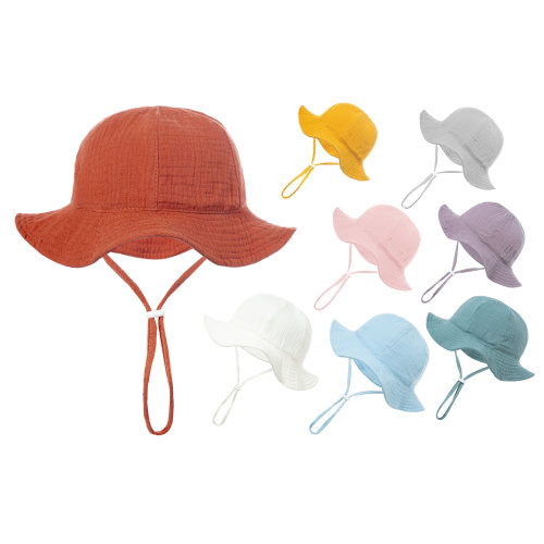 Baby Sun Hat: Cotton Wide Brim Beach Hat with Adjustable Strap (0-24 Months)