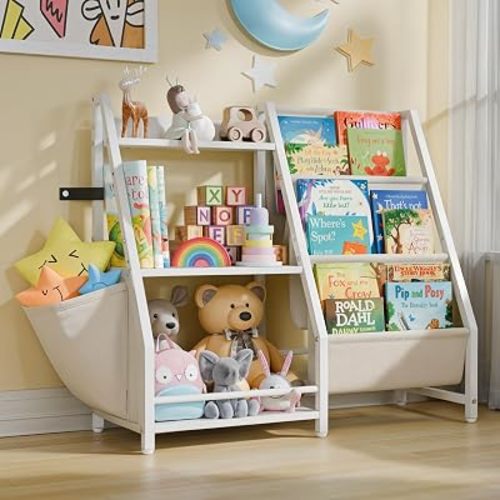 LATIBELL 3 Tier Montessori Kids Bookshelf Toy Storage Organizer，White