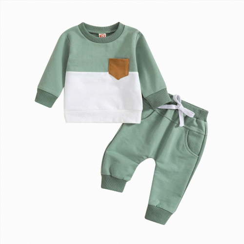 HCNTES Toddler Baby Boy Clothes Set Fall Winter Sweat Suit Outfit Cute Sweatshirt & Long Pant Sets baby boys clothes 9 months sale(Green,3-6 Months)