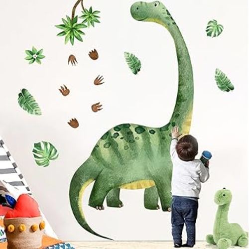 Large Dinosaur Wall Decals for Boys Room, Sunoyar Removable Kids Dinosaur Wall Decor, Peel & Stick Dino Wall Stickers for Nursery Bedroom