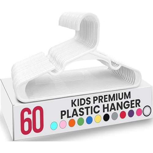 Utopia Home 60 Pack Kids Hangers - 11.5 Inch Plastic Baby Hangers for Closet - Childrens Hanger for Clothes & Infant Hanger for Closet (White)