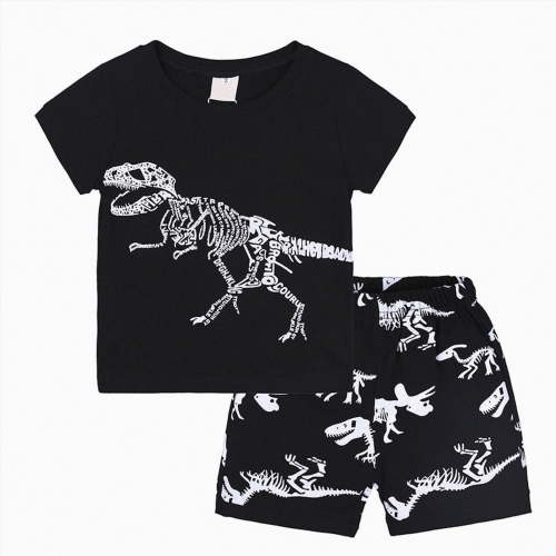 Boy Clothes Baby Toddler Boys Set Kids Spring Summer Cotton Round Neck Printed Short-sleeved Sports 18-24 Months 2t 3t 4t 5t 6t Children's Outfits Shorts Outfit 2PCS