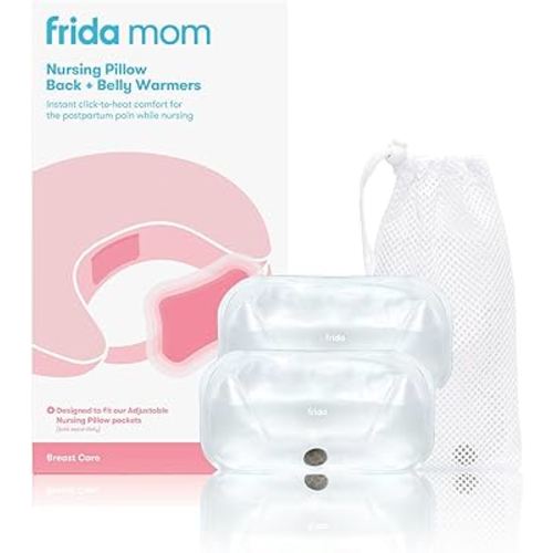 Frida Mom Nursing Pillow Back + Belly Warmers | Reusable Click-to-Heat Relief in an Instant for Back + Belly | 1 set - 2 heat packs