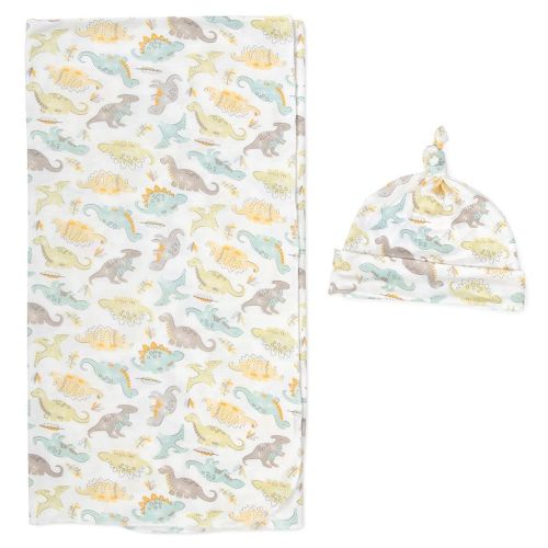 Baby Essentials Super Soft Dinosaur Swaddle Blanket and Hat Set