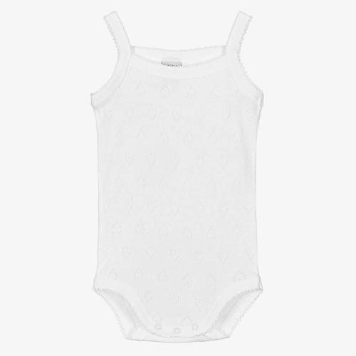 Babidu - White Cotton Sleeveless Bodyvest | Childrensalon