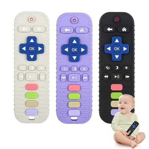 Chuya Baby Teether Toy Chew Toys for Babies 3-24 Months TV Remote Control Shape Teething Relief for Infants (Black)