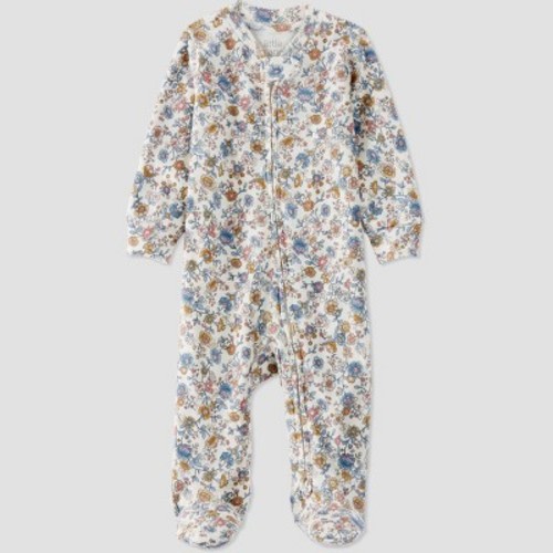 Little Planet by Carter’s Organic Baby Girls' Floral Sleep N' Play - Green/White/Blue, Size: 6M