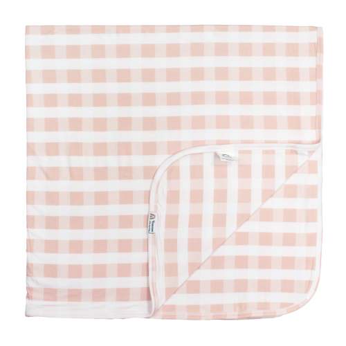 Pink Gingham Luxury Bamboo Blanket