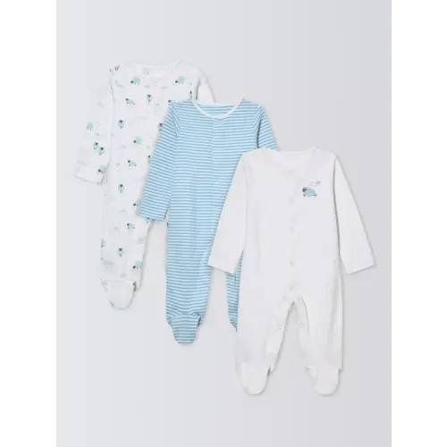 John Lewis Baby Sheep Sleepsuits, Blue