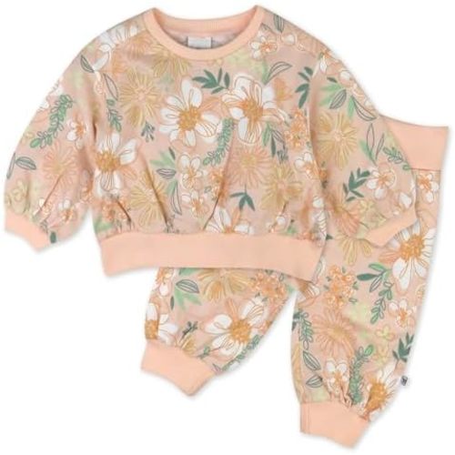 HonestBaby Unisex-baby 2-Pack Crewneck Sweatshirt and Sweatpant Set 100% Organic Cotton for Toddler, Baby Boys, Girls