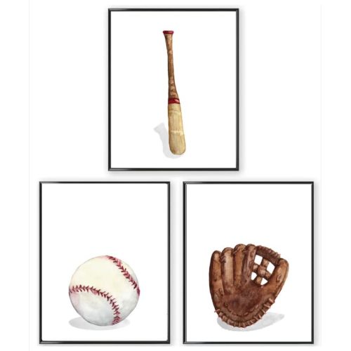 Baseball Nursery Wall Art Decor,Baseball Posters Wall Art for Boys Bedroom Kids Room Decor, UNFRAMED 8" X 10"