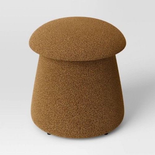 Mushroom Upholstered Storage Ottoman Gold Boucle - Room Essentials™