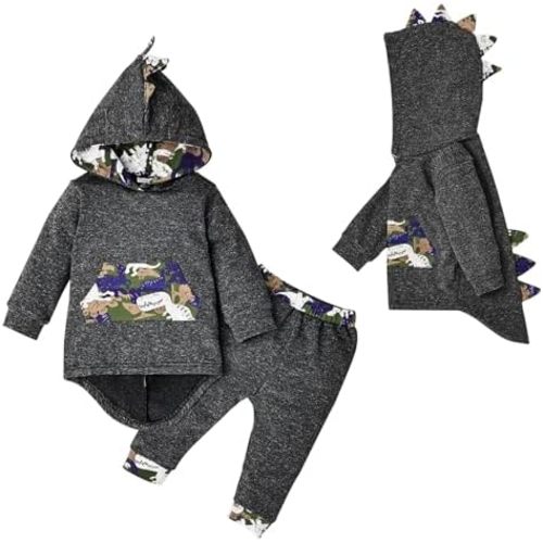 Toddler Infant Baby Boy Clothes Outfit Plaid Fall Winter Clothes Long Sleeve Hoodie Tops Sweatshirt Pants Outfit Set