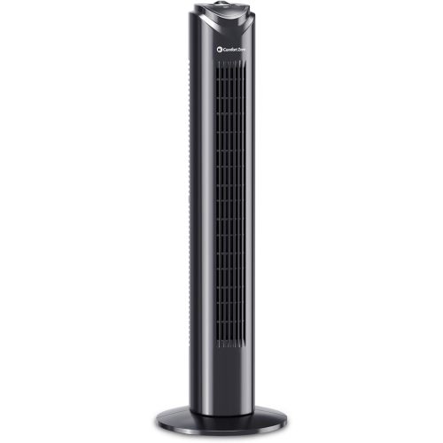 Comfort Zone Tower Fan for Bedroom, 32 inch, 3 Speeds, 90 Oscillation, Bladeless Indoor Fan, Built in Carry Handle, Portable Stand Fan, Black