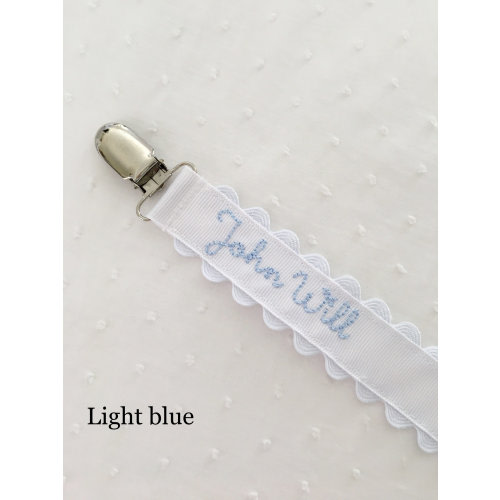 Ric Rac Monogrammed Pacifier Clip Holder Embroidered Name