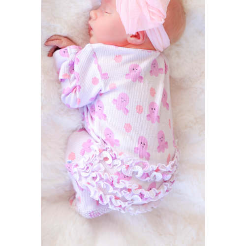 Bamboo Waffle Ruffle Zipper Footie | Sea Snuggles 6-9 mo
