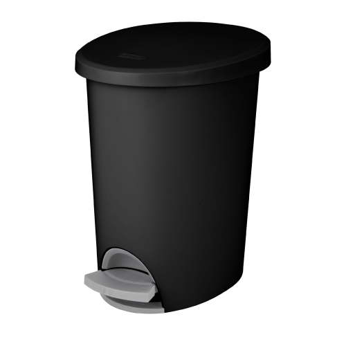 Sterilite Small Bathroom Trash Can, 2.6 Gallon Plastic Garbage Bucket Bin with Step Lid, Black