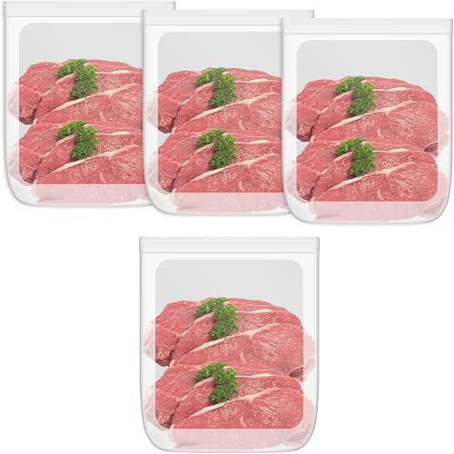 100% Silicone Flat Gallon Freezer Bags, 4 Pack Extra Large Reusable Silicone Ziplock Bags Gallon Size for Freezer, Double Zipper Seal, BPA & Microplastic Free, Freezer Microwave Sous Vide Safe, Clear