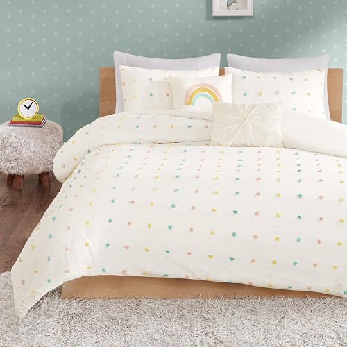 Intelligent Design Kids Pom Pom Ivory Queen Cotton Girls Comforter Set,5pc