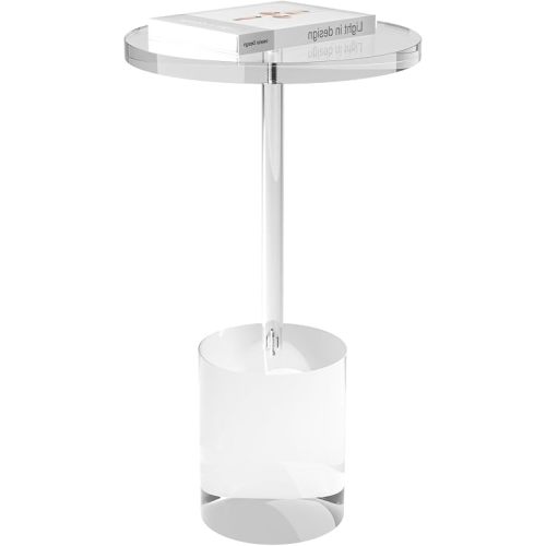Acrylic End Table, Modern Minimalist Acrylic Side Tables, Clear Side Table for Living Room, Bedroom, Office, Drink Table (12" D x 12" W x 21" H, Transparent)