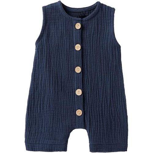 Infant Newborn Baby Boys Girls Cotton Linen Romper Summer Jumpsuit Sleeveless Overalls Clothing Set