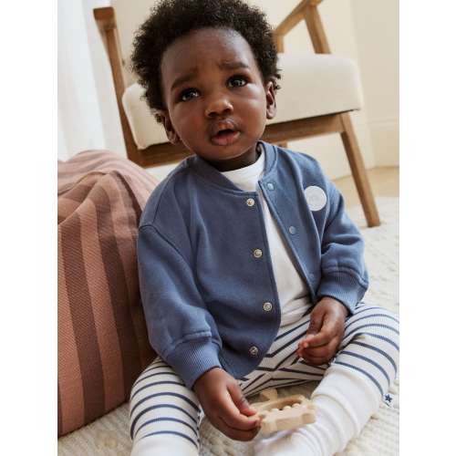 Blue Jersey Jacket, Bodysuit and Leggings Baby Set 3 Piece (0mths-2yrs)