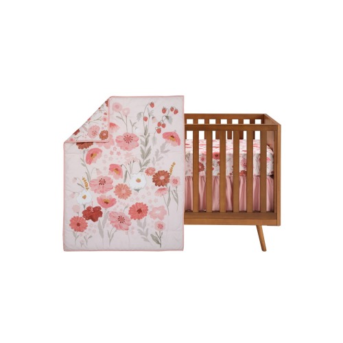 Flower Power 3-Piece Floral Baby Nursery Crib Bedding Set